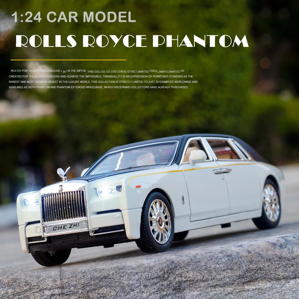 

1:24 Diecast Alloy Car Model Rolls Royce Phantom Metal Toy Car Wheels Simulation Sound Light Pull Back Car Collection Kid HC0154