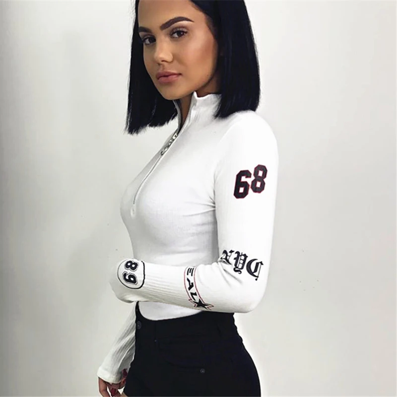 Женский Облегающий комбинезон AECU черный облегающий на молнии с высоким