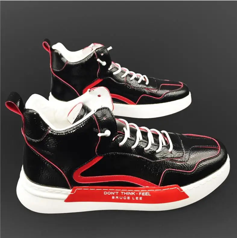 

New Men High Tops Silver Leather Casual Flats Hip Hop Trainers Board Shoes Punk Designe Luxury Sneakers