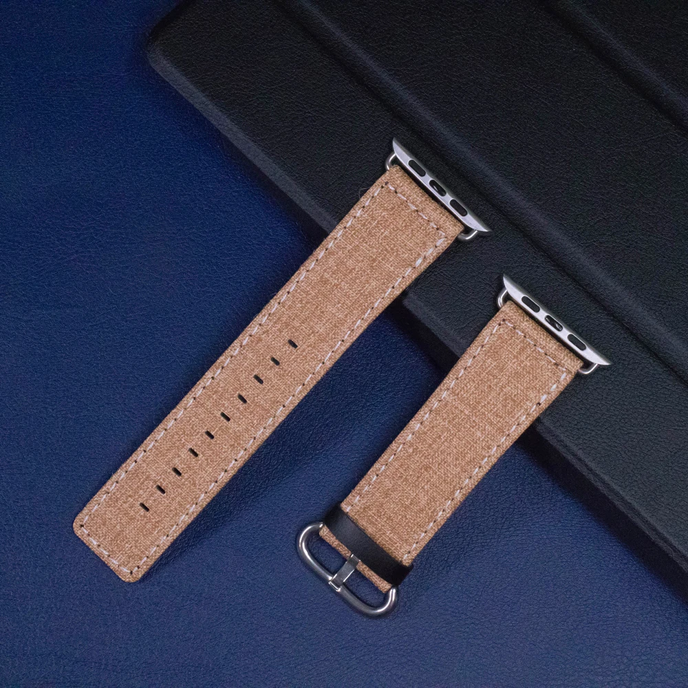 

Hot Sell Canvas Watchband for Apple Watch Band Series 5/4/3/2/1 Sport Leather Bracelet 42mm 44mm 38mm 40mm Strap For iwatch Band