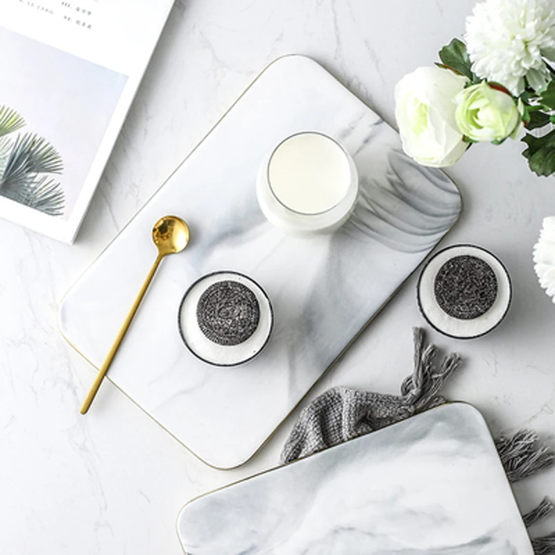 Керамическая мраморная тарелка для хлеба пиццы разделочная доска резки фруктов