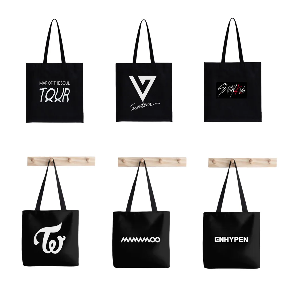 

Kpop Bangtan Boys Map Of The Soul Tour Stray Kids NOEASY ENHYPEN ATEEZ SEVENTEEN TWICE MAMAMOO LOONA Shopping Tote Canvas Bag