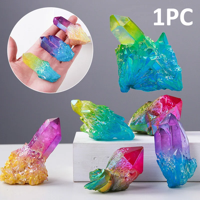 

Натуральный кварцевый кристалл, Радужный кластер, минеральный образец, восстанавливающий домашний декор, модное настольное украшение, рем...