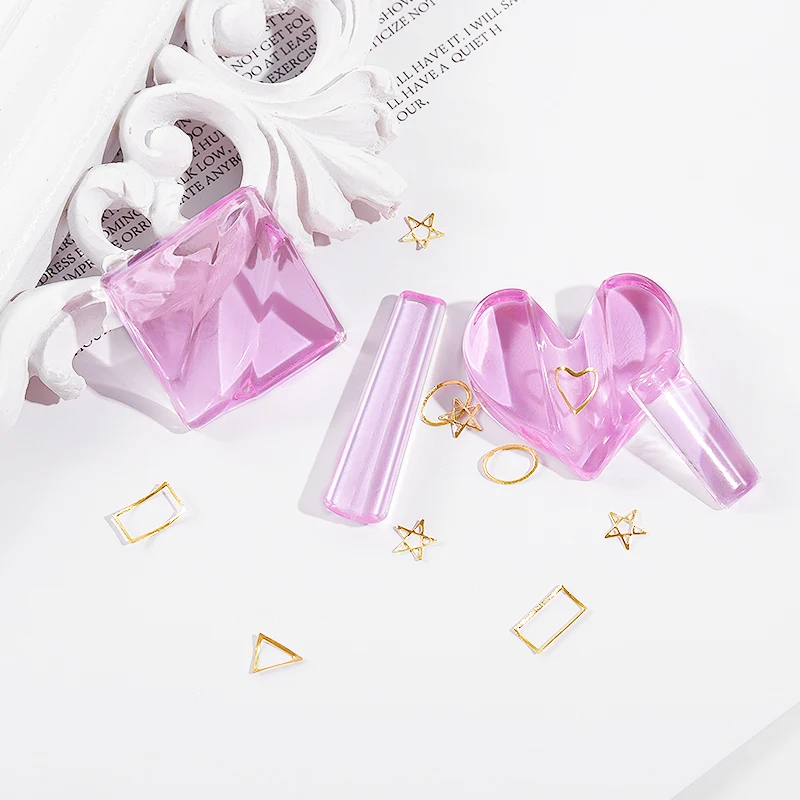 Форма для дизайна ногтей с тиснением металлическая изгибающаяся розовая