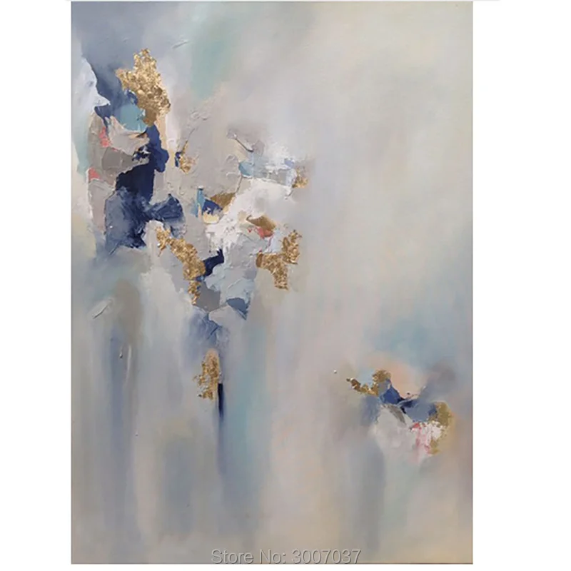 Современная Абстрактная Золотая картина маслом ручной работы на стену для