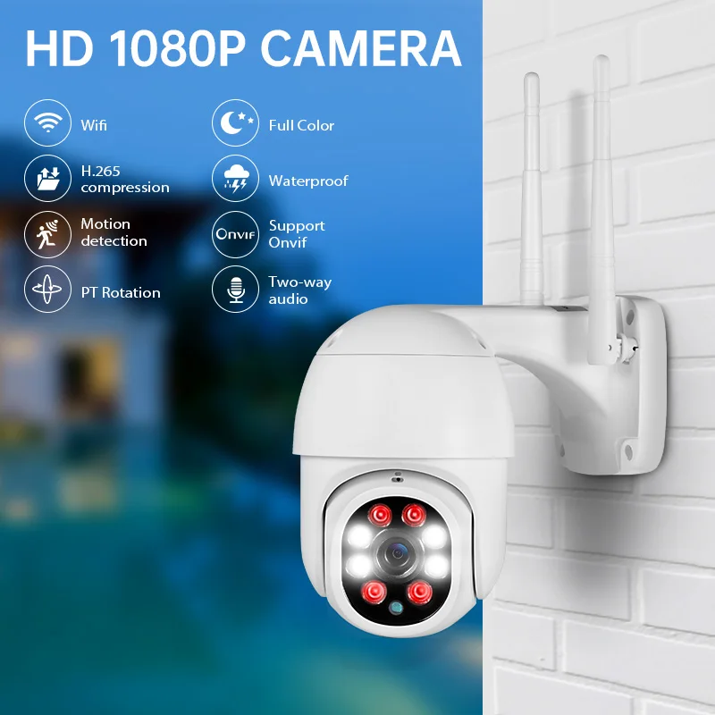 Towode наружная 1080P PTZ WIFI IP камера приложение 2MP 4X перезаряжаемая H.265 P2P ONVIF аудио