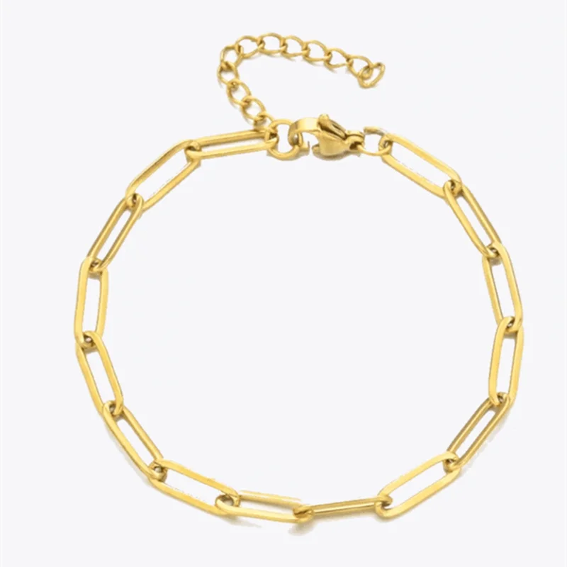 

Minimalist Punk Hip Hop Paperclip Bracelet Men Stainless Steel Chunky Collar Bracelets Women Jewelry Party