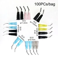 100pcs dental delivery curved needle head dentist electronic dispensing needle dentistry tools 18g 19g 20g 22g 23g 25g