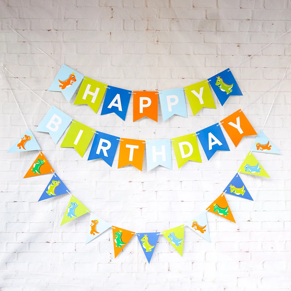 Тематика динозавра Юрского периода с днем рождения баннер домашний декор