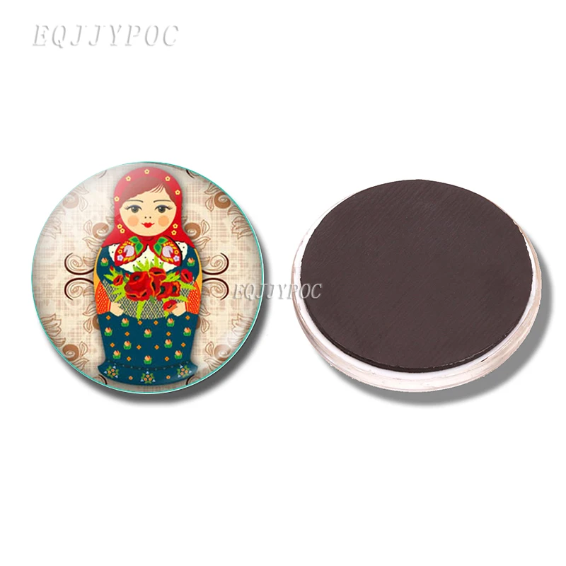 Русская кукла магнит на холодильник Babushka Матрешка мультфильм 1 шт. стекло кабошон холодильник магнитные наклейки украшения - Цвет: as shown