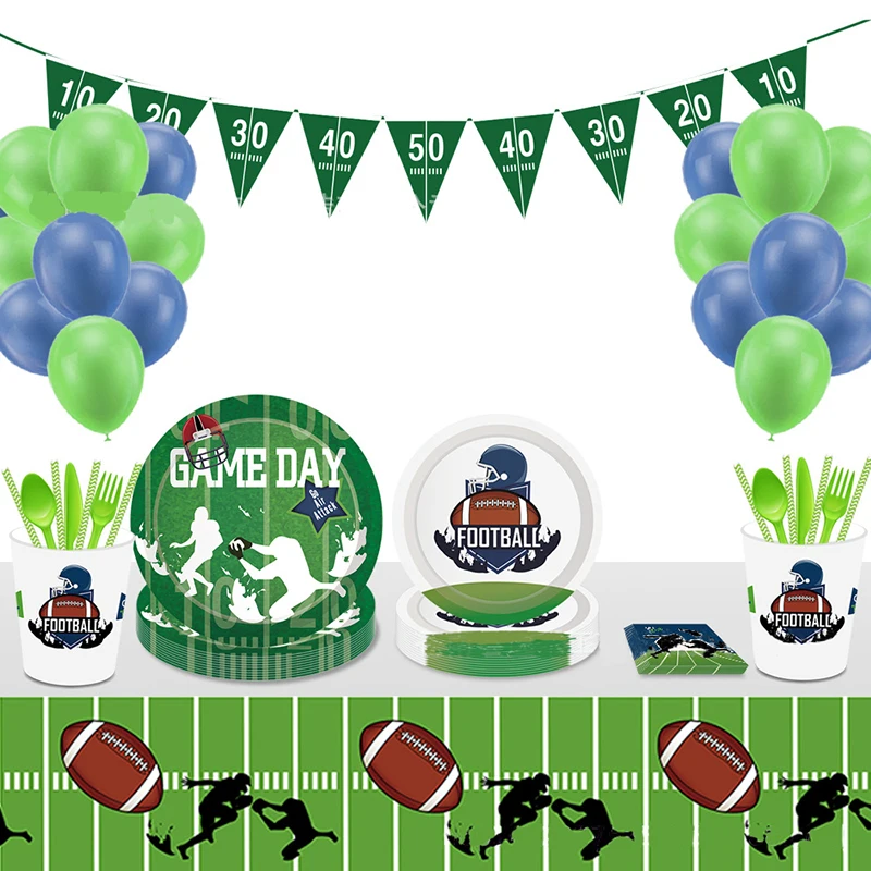 Мультяшная Американская Футбольная одноразовая посуда бумажная тарелка для