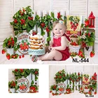 Фон для фотосъемки с изображением милой клубники фермерского рынка для дня рождения девочки, корзины с цветами, декоративный фон для фотосъемки