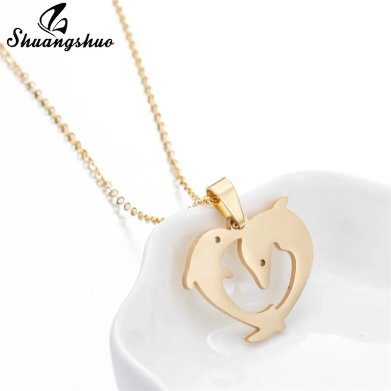 Романтическая парная подвеска Shuangshuo для женщин и мужчин игривый дельфин из