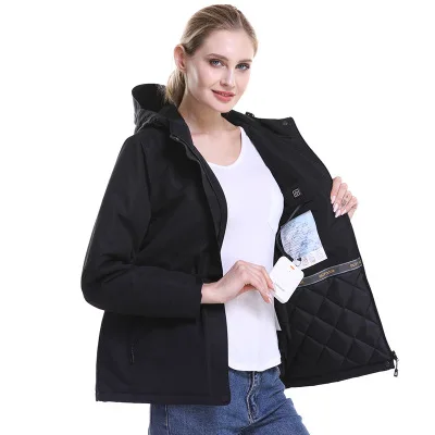 black M for woman Xiaomi Mijia Youpin мужские и wo мужские зимние толстые хлопковые куртки с usb-подогревом, водонепроницаемая ветровка для пеших прогулок, альпинизма, катания на лыжах - Цвет: black M for woman