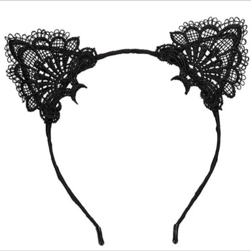 Кружевная повязка на голову с кошачьими ушками для девочек аксессуар волос