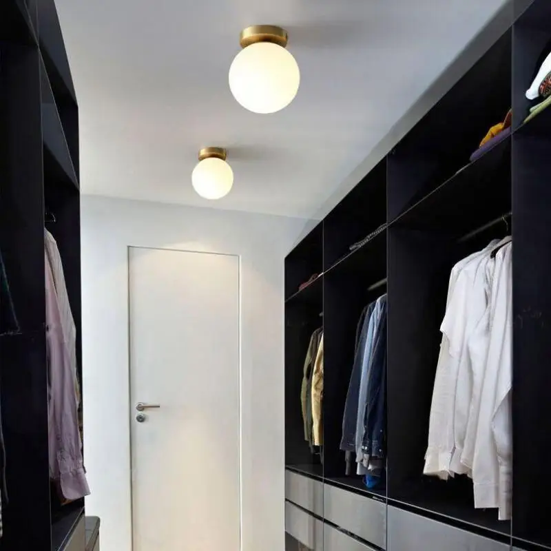 $13.30 Modern Simple Corridor Ceiling Lights Nordic Personality Creative Round Glass Ball Ceiling Lamp Christmas Decorations For Home