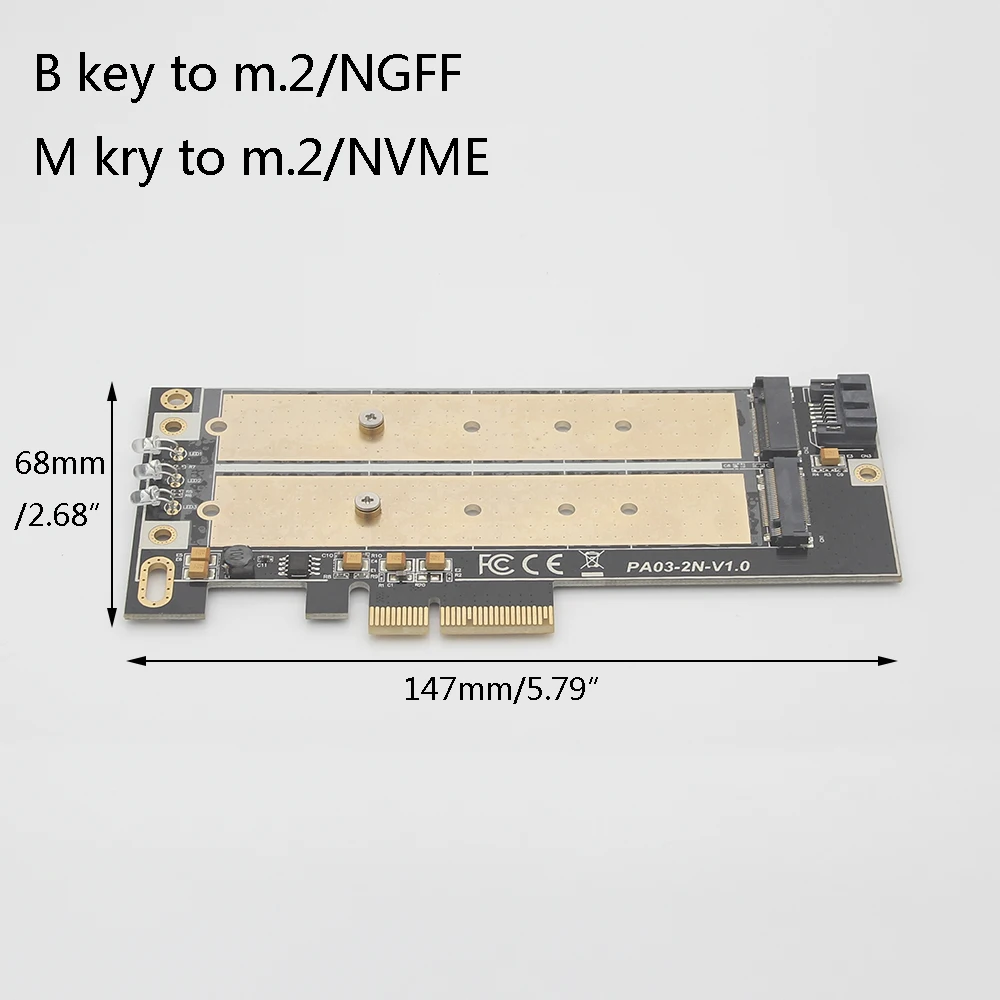 Переходная плата PCIe со светодиодной подсветодиодный кой ключ B к m.2 NGFF M Key M.2 NVME