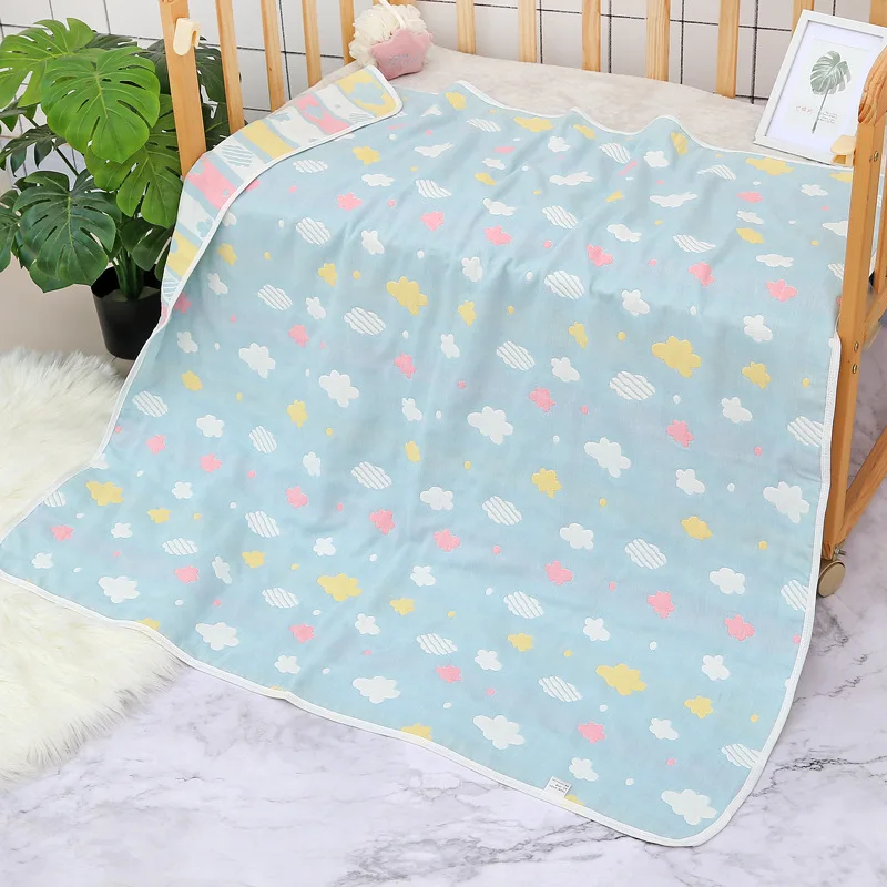 

150*120cm 100% Cotton Blanket for Baby Newborn Kid's Summer Thin Quilt 6 Layers of Cotton Gauze Swaddle Blanket Adult Bath Towel