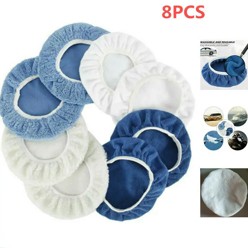 

Buffer Polisher Microfiber Polishing Pads 8pcs 9-10Inch Bonnets Durable