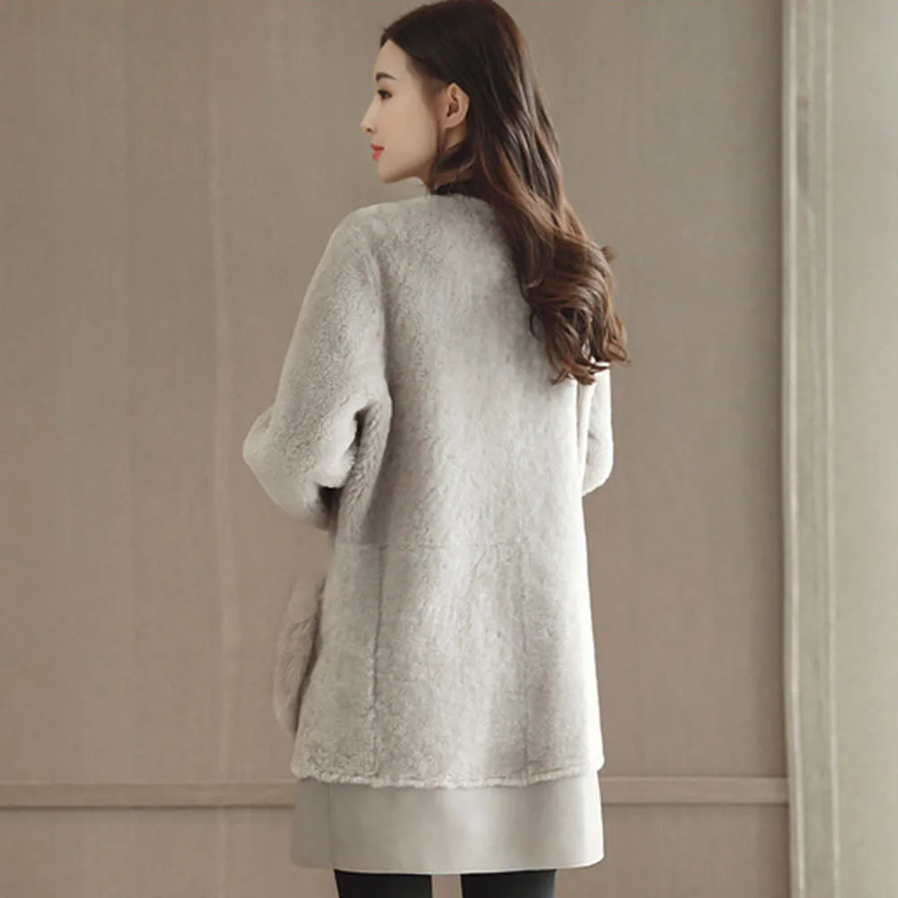 Женское осеннее плотное пальто из искусственного меха женское однотонное со