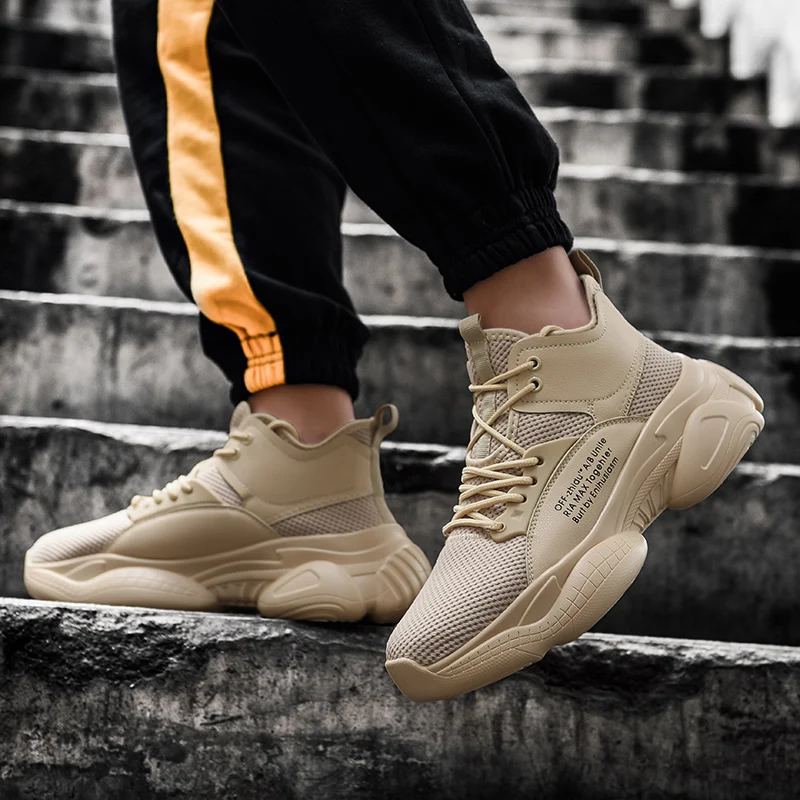 

CYYTL 2021 Trend Fashion Men's Heighten Sneakers Mesh Breathable Sports Casual Walking High Top Running Shoes Basket Homme