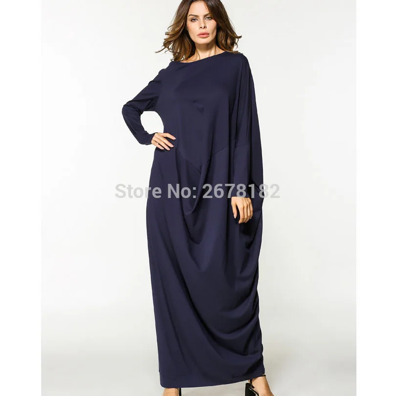 Повседневное одноцветное рукав летучая мышь для женщин абайя мусульманское