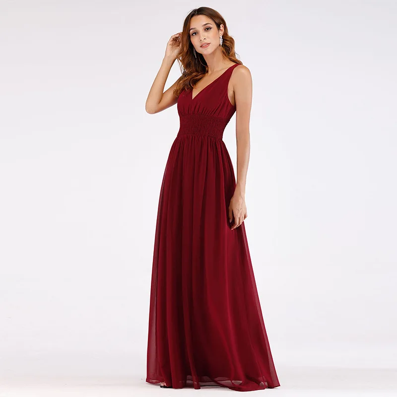 Сексуальное вечернее платье без рукавов с v-образным вырезом Длинные вечерние