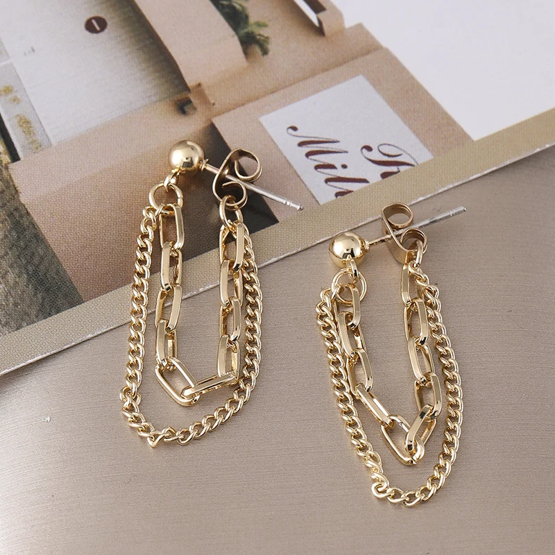

Retro metal chain tassel earrings female simple fashion women's earrings personality earrings, 2020 new style