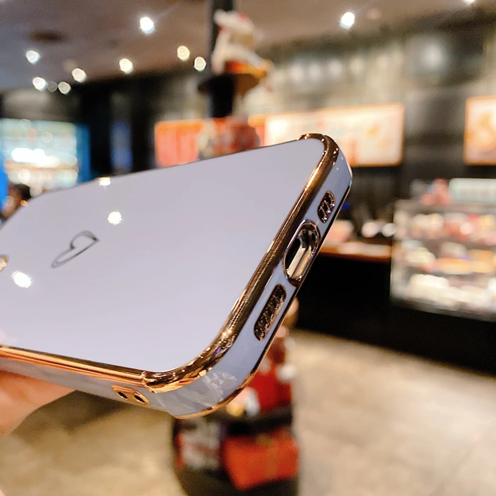 Fashion Electroplated love heart Phone Case For iPhone 12 Mini 11 Pro XR X XS Max 7 8 Plus SE2 Shockproof Soft Protection Cover