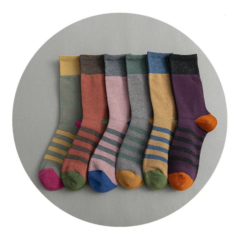 Ins/корейский стиль лоскутные цветные хлопковые полосатые носки женские