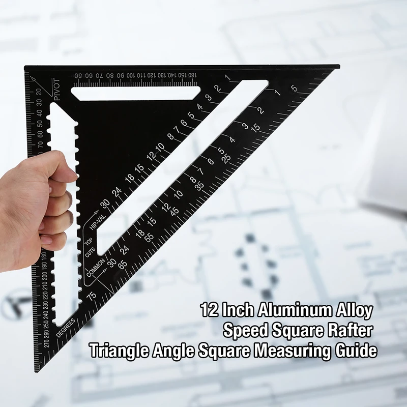 

1xMetric Aluminum Alloy Speed Square Triangle Angle Protractor Layout Guide