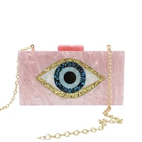 new wallet designer brand acrylic clutch purse with evil eye pink handbag luxury elegant wedding shoulder crossbody evening bags