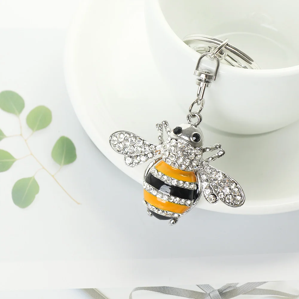 Брелок для ключей в виде пчелы со стразами металлический брелок насекомого