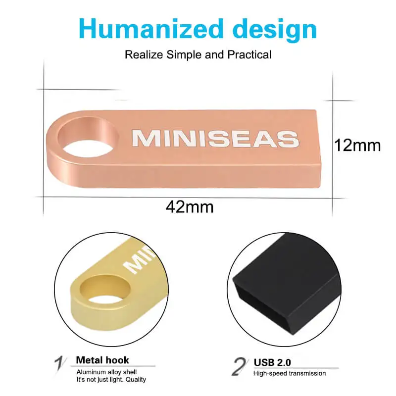 Miniseas водонепроницаемый металлический USB накопитель 32 Гб 64 pendrive 16 ГБ Pen Drive 8 4 cle U