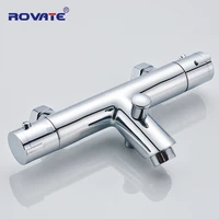 rovate bathtub shower faucet wall mounted dual handle auto thermostat control bath mixer tap for bathroom