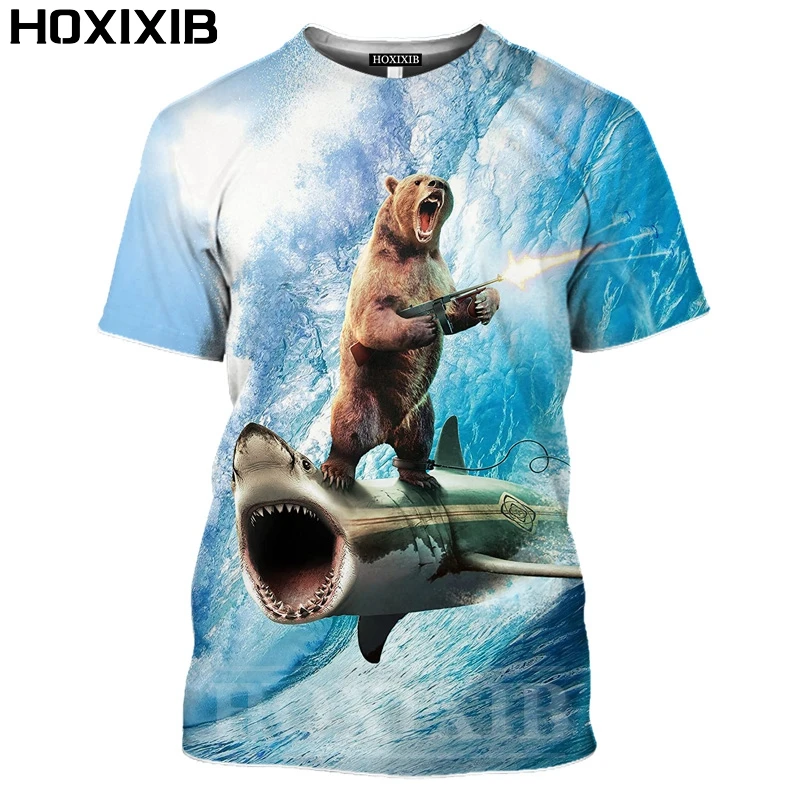 Футболка HOXIXIB мужская с 3D-принтом морской жизни тигра акулы футболка для косплея
