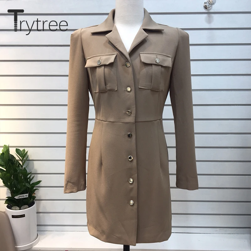 Женское Повседневное платье Trytree облегающее однобортное мини с отложным