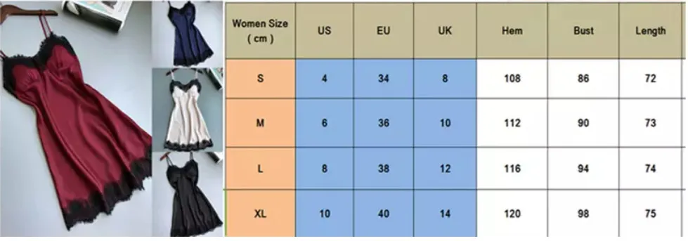 

Solid Satin Women Nightgown Sleepshirts Sexy Lingerie Lace Sling Sleepwear Ladies Nightwear Night Dress with Chest Pads Homewear