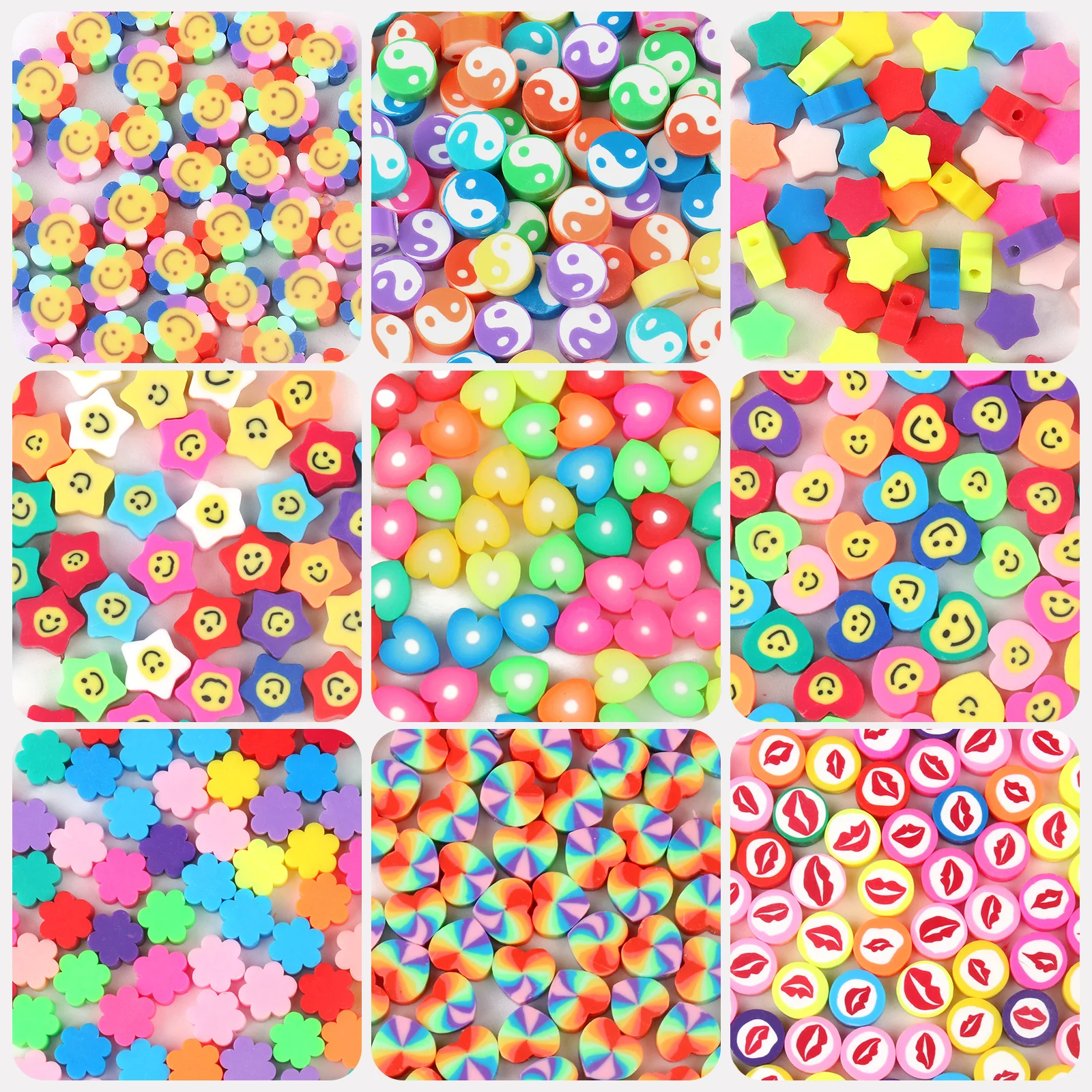 

9-11mm Mixed Polymer Clay Beads Spacer Loose Beads Handmade Charm Bracelet Necklace Crafts For Jewelry Making Findings Clay Bead