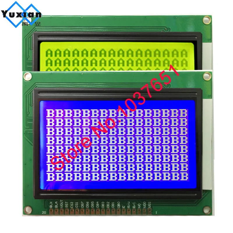 12864 ЖК-дисплей модуль 5v цвет зеленый, синий NT7108 12864A 20pin Горячая распродажа
