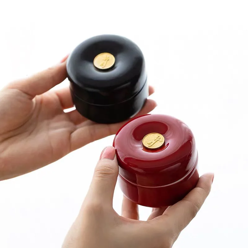 

Ceramic Tea Pot Rouge Powder Pot Balm Box Mini Portable Travel Sealed Tea Caddy