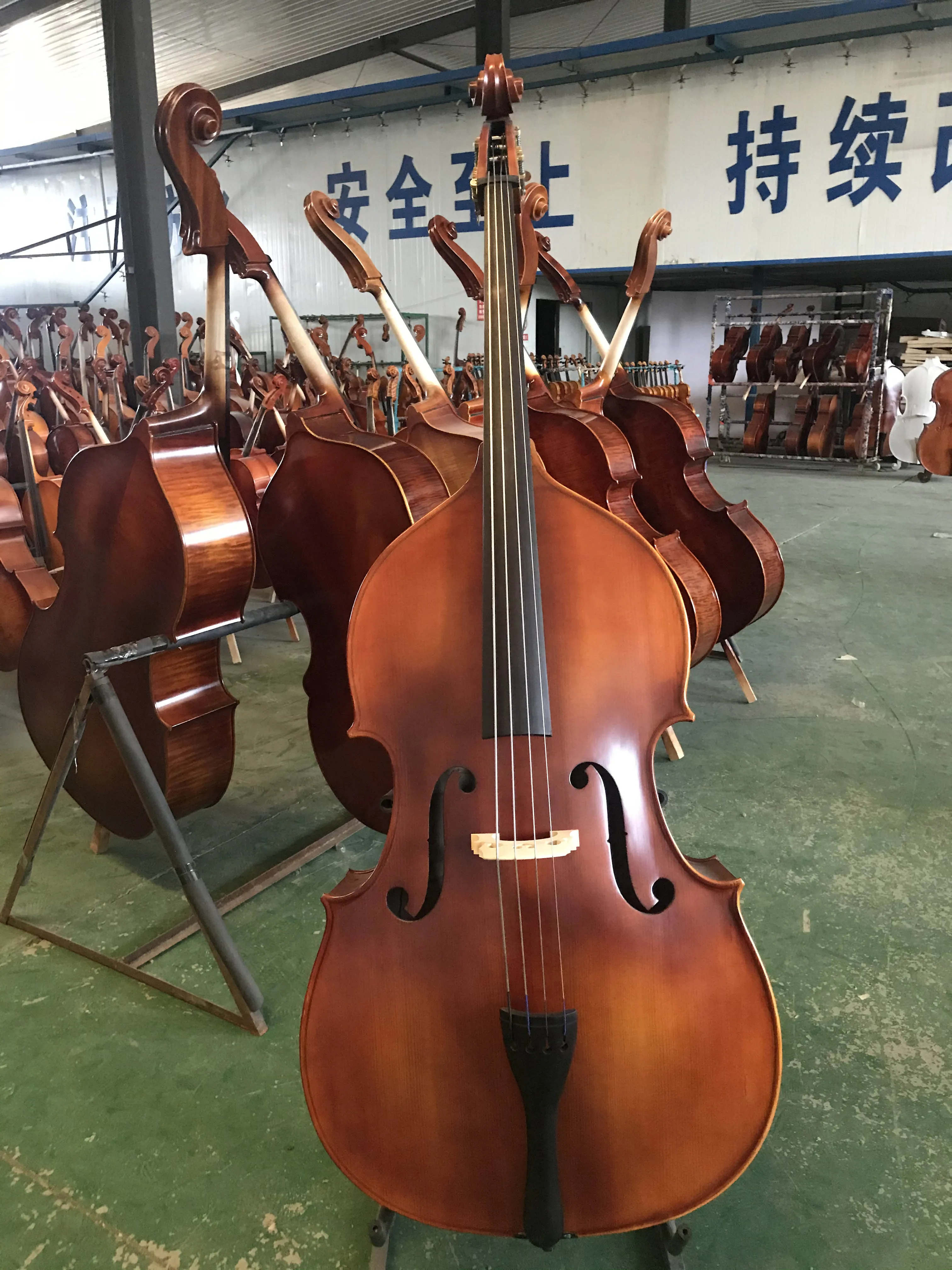 

High Quality Handmade 3/4 Upright Bass Solid Wood Super Value Ebony Ftetboard Maple Back Head Spruce Panel with All Accessories