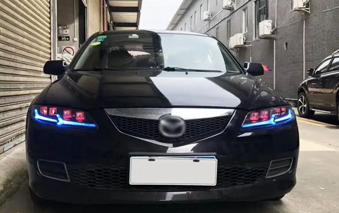 VLAND завод для автомобильных фар для мазда6 2003 2005 2010 светодиодный головной фонарь и поворотная лампа с движущимся сигналом+ Play and Plug+ DRL