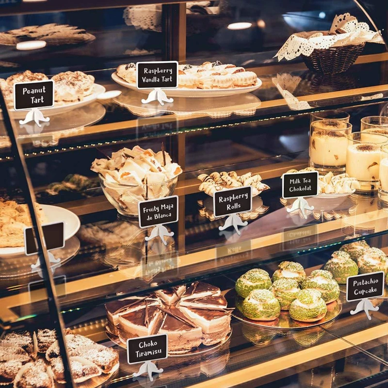 

20 Pack Wooden White Framed Chalkboard Labels with Easel Stand Mini Chalkboard