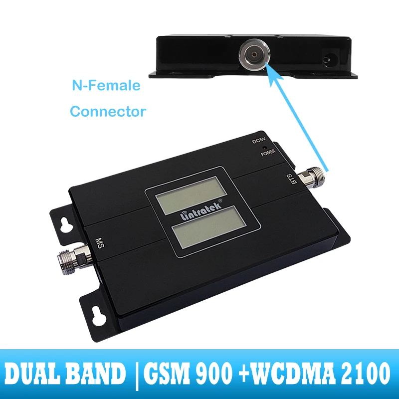Lintratek Двухдиапазонный 2G GSM 900 Усилитель сигнала WCDMA 2100 мобильный ретранслятор
