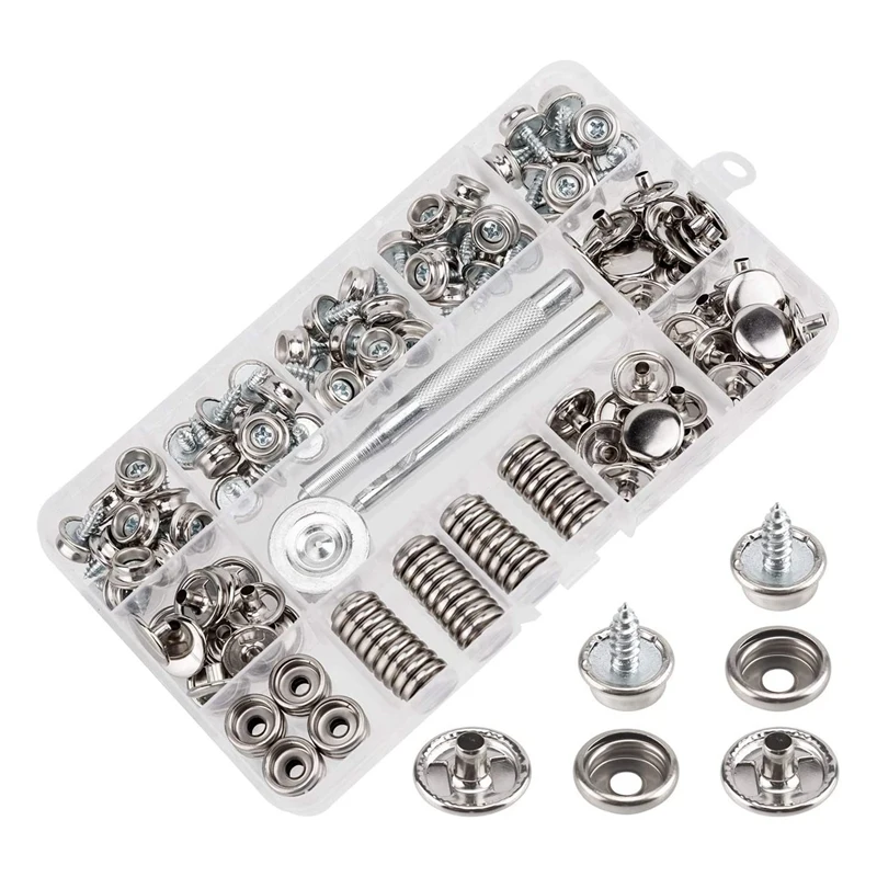 

Canvas Snaps Kit, Fastener Screw Snaps for Furniture Canvas Marine Grade Boat Cover Snap Button Kit with Setting Tool