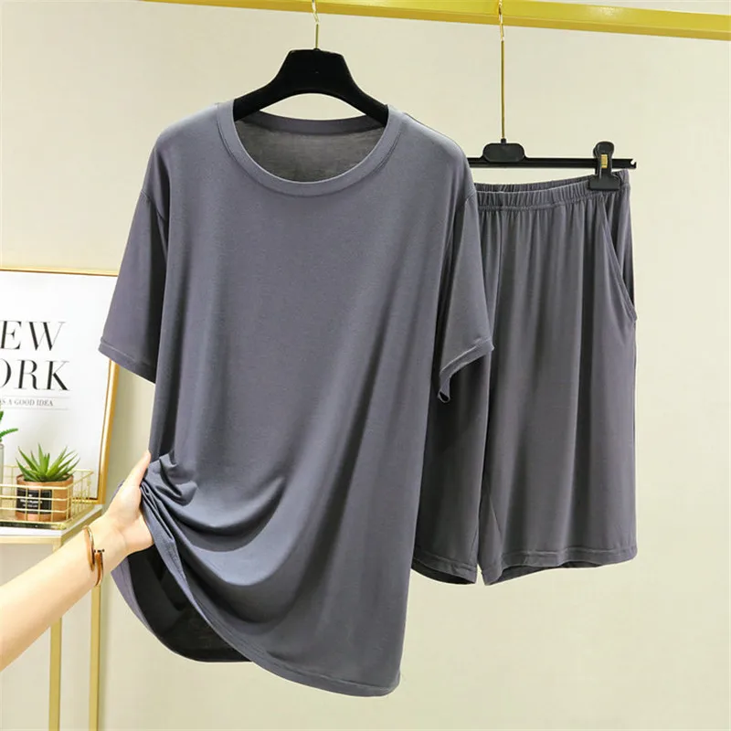 Комплект из 2 предметов 4XL 5XL 6XL размера плюс пижамы для Для мужчин летний лед шелк