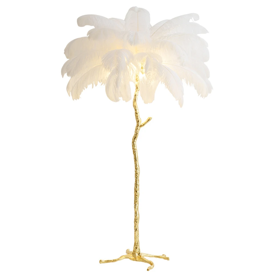 

Modern Ostrich Feather LED Floor Lights Living Room floor Lamp Stand Bedroom Modern Interior Lighting Decor Foyer Standing Lamps