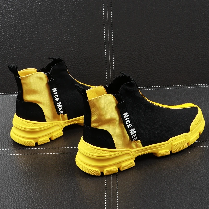 Мужские высокие кроссовки удобная повседневная обувь на молнии плоская подошва