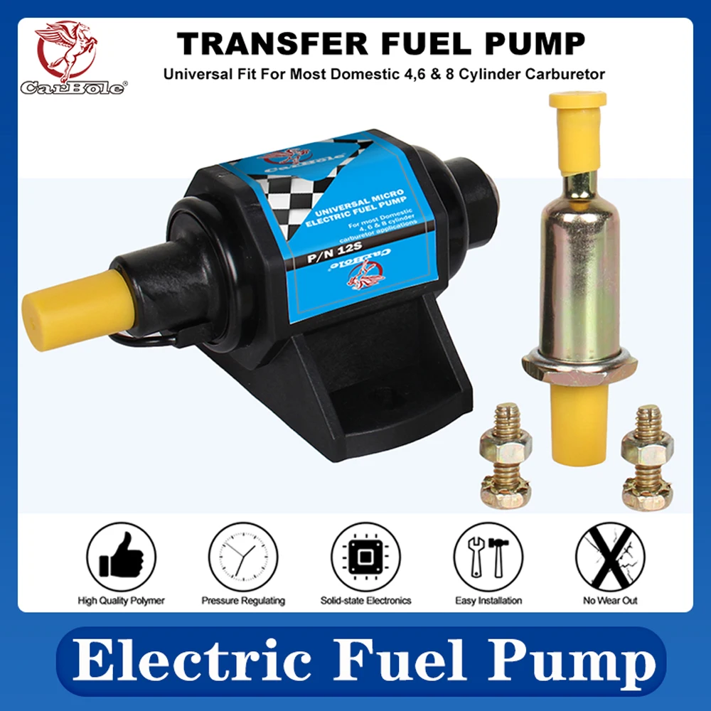 

CARBOLE Universal Electric Inline Fuel Pump Carburetor 4-7 PSI 32 GPH Gas Diesel Alcohol
